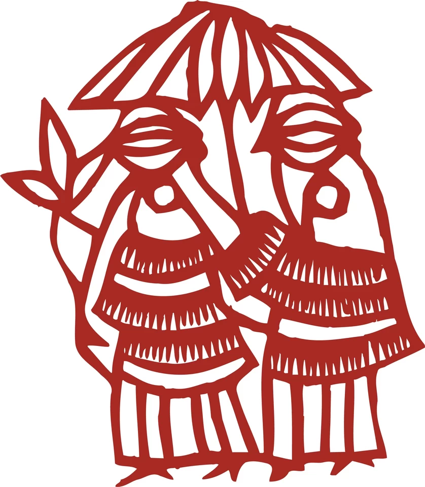 中国风中式传统喜庆民俗人物动物窗花剪纸插画边框AI矢量PNG素材【2196】